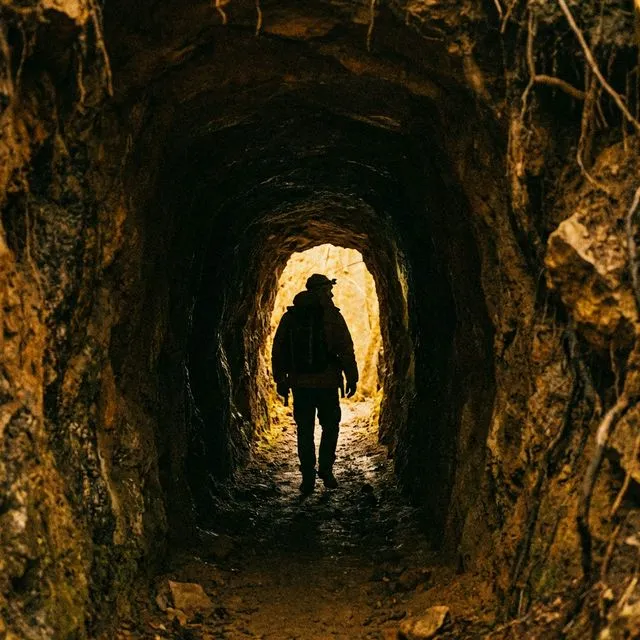 Into the Belly of the Whale - Silhouette of a man in a tunnel